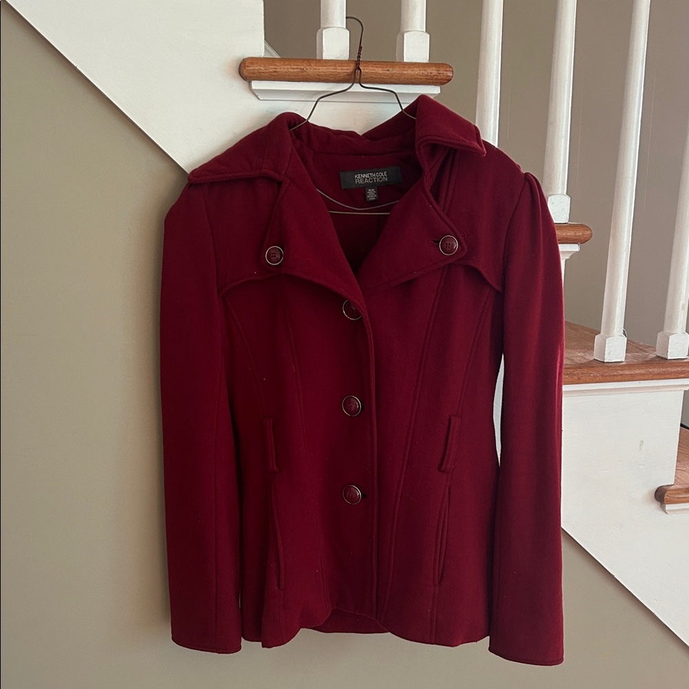 Kenneth Cole Reaction Deep Red Pea Coat